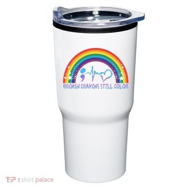 Semicolon Broken Crayons Still Color Suicide Prevention Awareness Tumbler