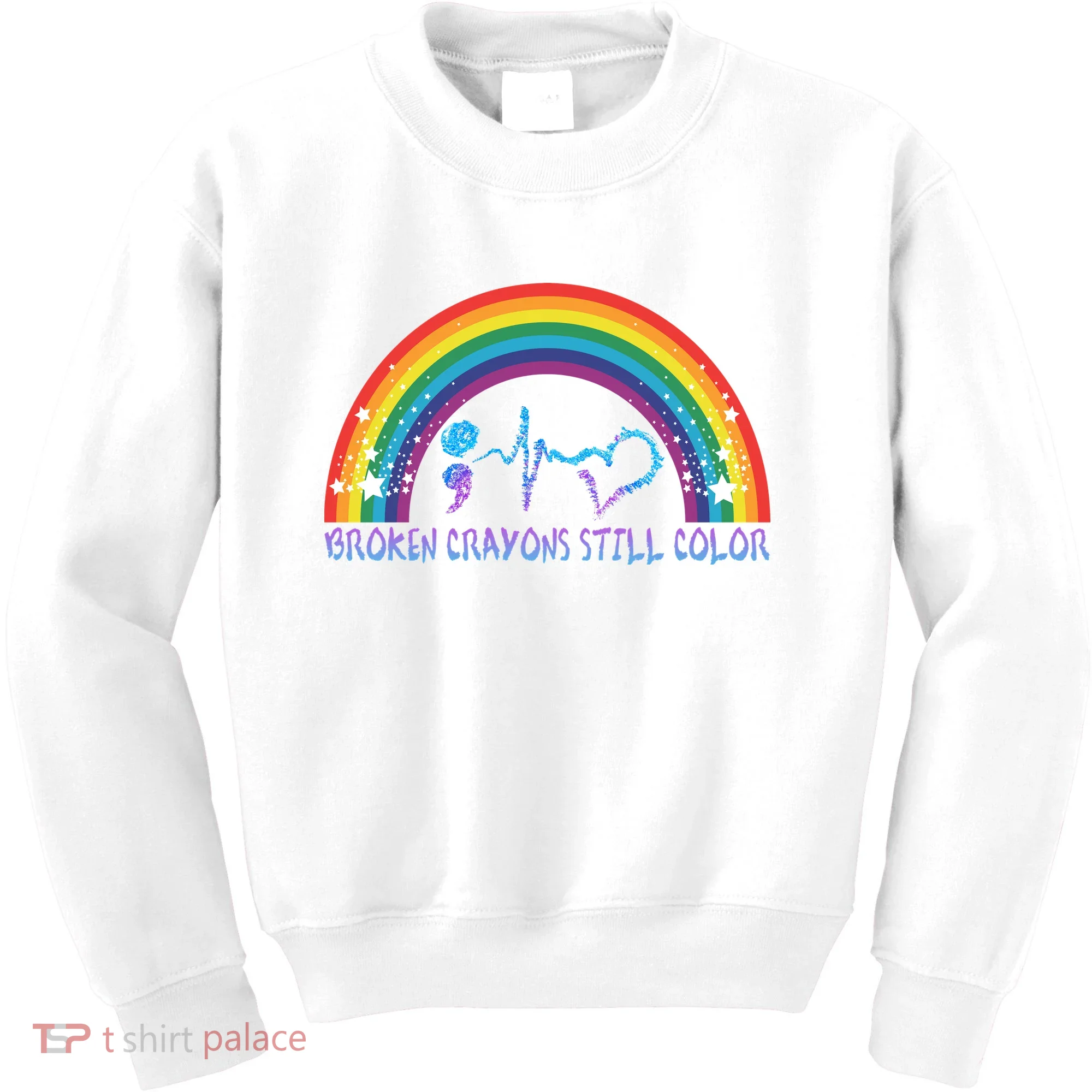 Semicolon Broken Crayons Still Color Suicide Prevention Awareness Kids Sweatshirt