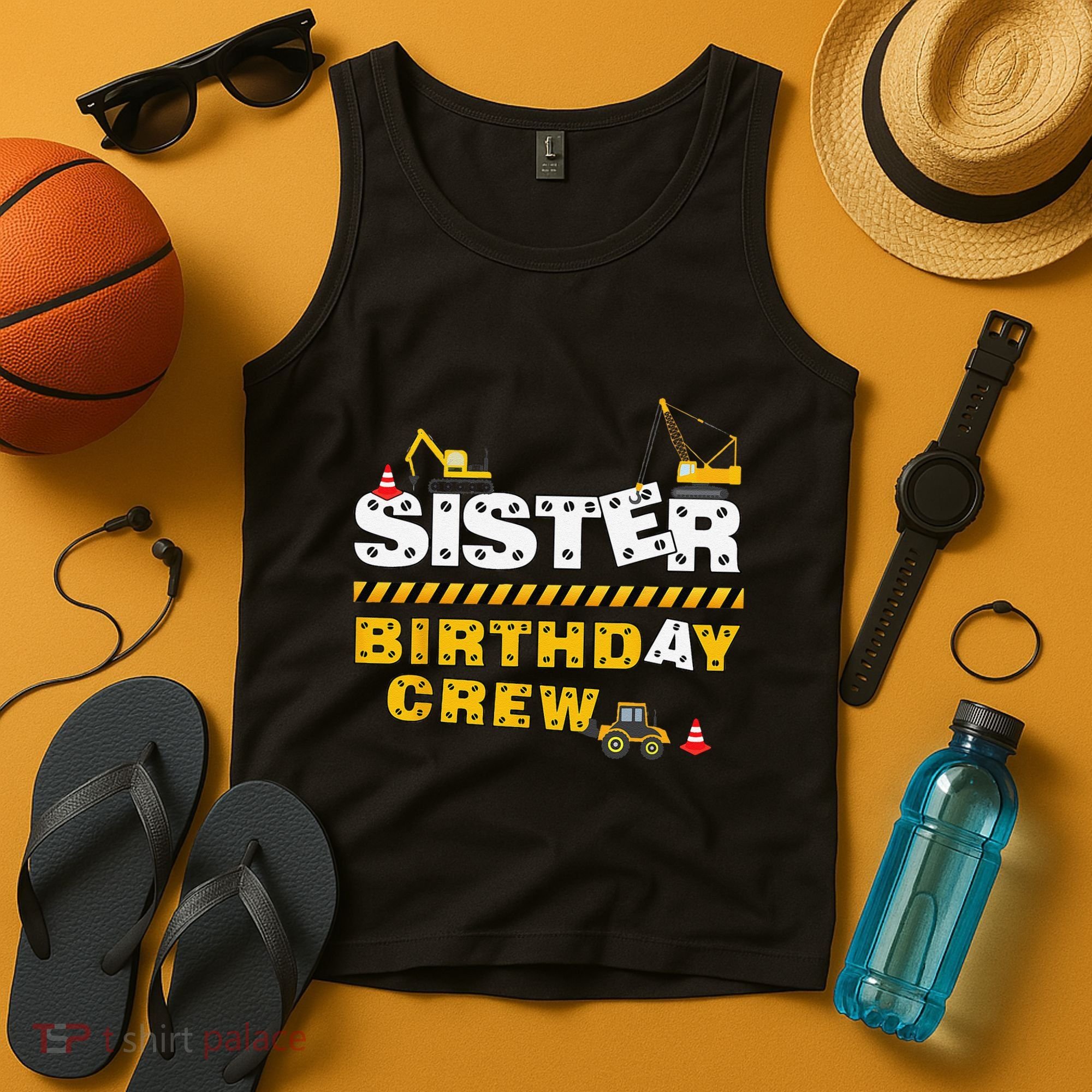 Sister Birthday Crew Construction Family Birthday Party Tank Top