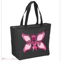 Strong Breast Cancer Awareness Butterfly Tote Bag thumb 2