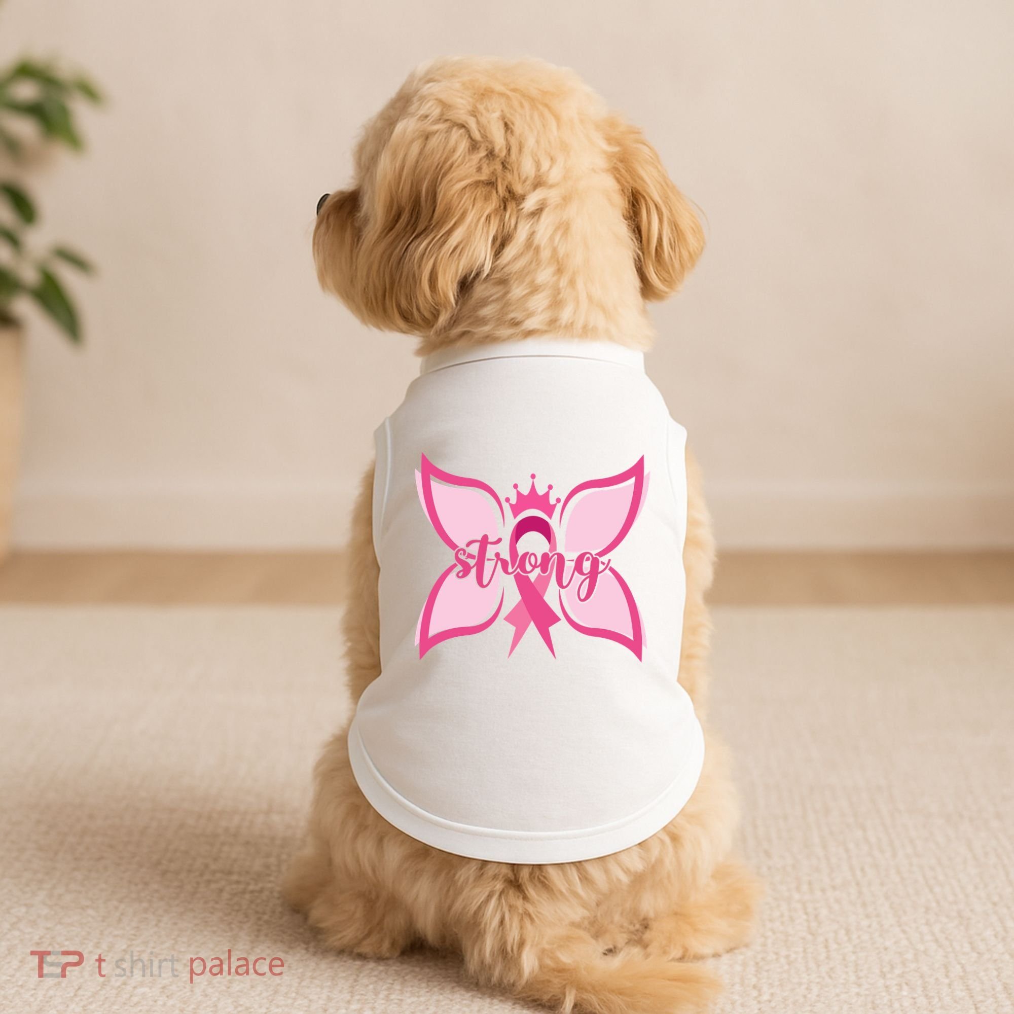 Strong Breast Cancer Awareness Butterfly Doggie Tank
