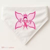 Strong Breast Cancer Awareness Butterfly USA-Made Doggie Bandana thumb 0