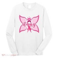 Strong Breast Cancer Awareness Butterfly Long Sleeve Shirt thumb 0