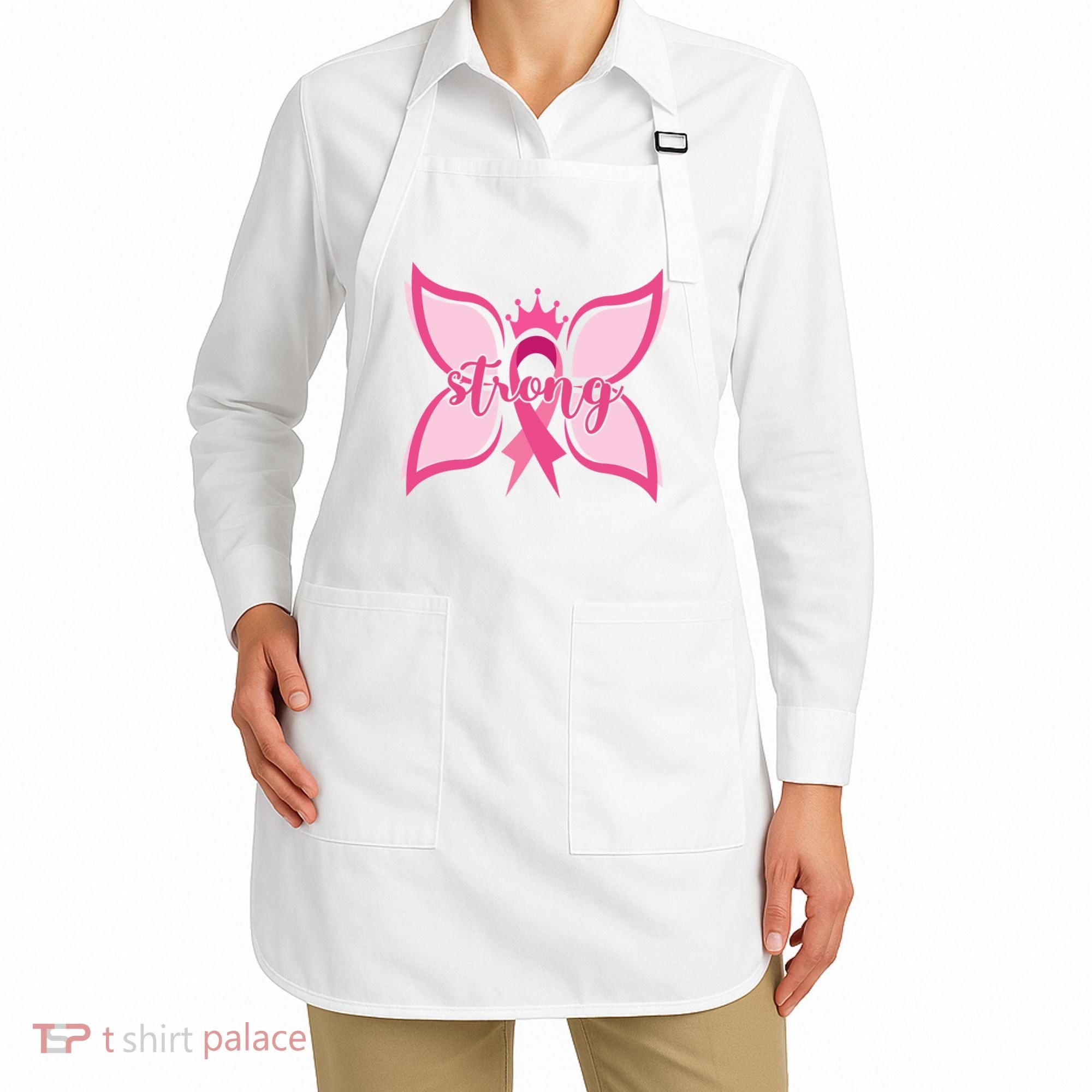 Strong Breast Cancer Awareness Butterfly Apron