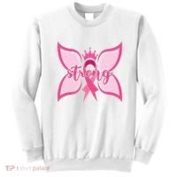 Strong Breast Cancer Awareness Butterfly Sweatshirt thumb 0