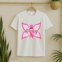 Strong Breast Cancer Awareness Butterfly T-Shirt thumb 2