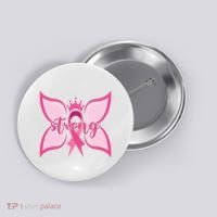 Strong Breast Cancer Awareness Butterfly Button thumb 0
