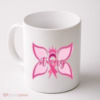 Strong Breast Cancer Awareness Butterfly Coffee Mug thumb 0