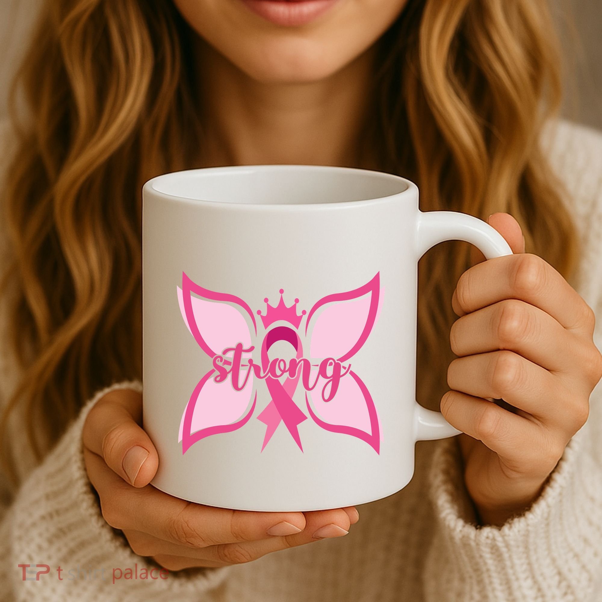 Strong Breast Cancer Awareness Butterfly Coffee Mug