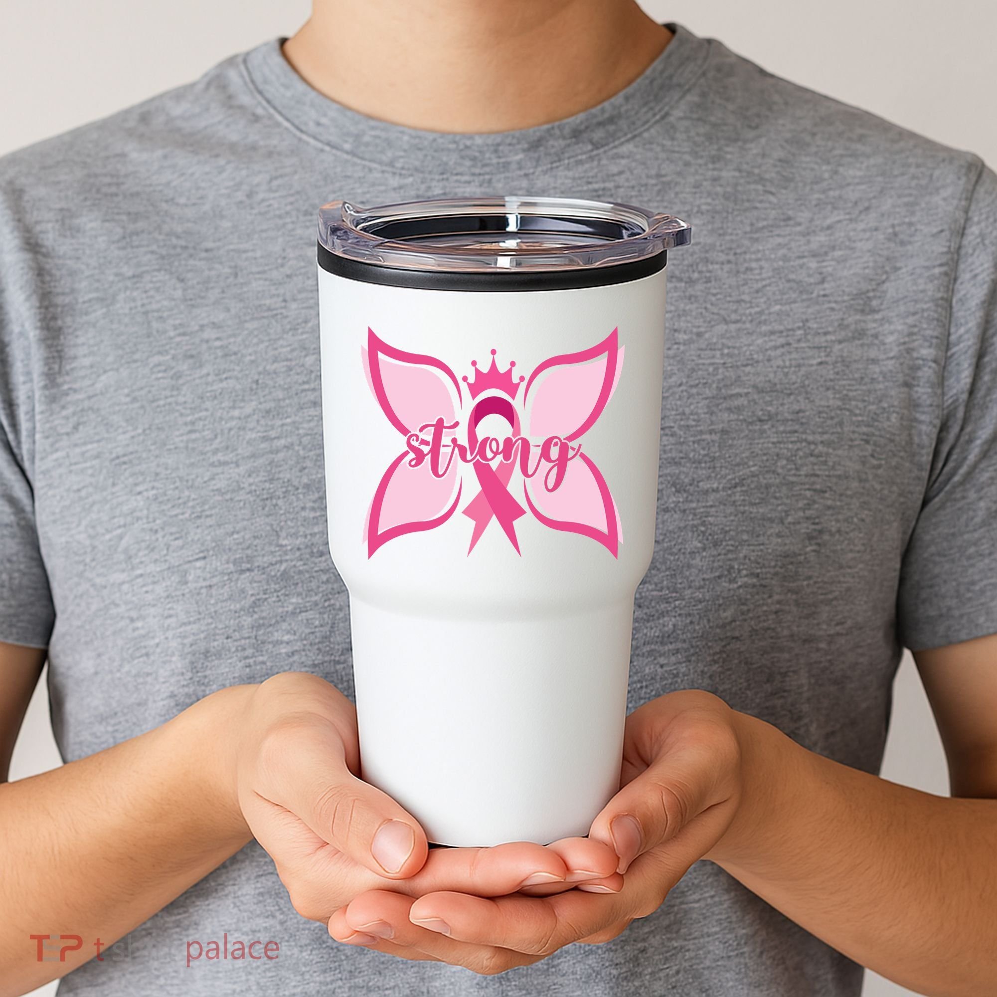 Strong Breast Cancer Awareness Butterfly Tumbler