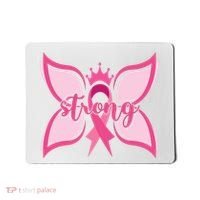 Strong Breast Cancer Awareness Butterfly Mousepad thumb 0