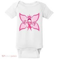 Strong Breast Cancer Awareness Butterfly Baby Bodysuit thumb 0