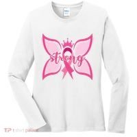 Strong Breast Cancer Awareness Butterfly Women's Long Sleeve Shirt thumb 0