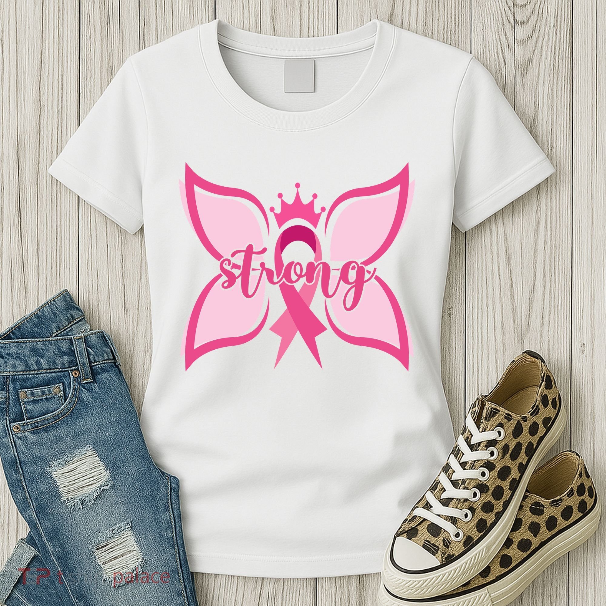 Strong Breast Cancer Awareness Butterfly Women's T-Shirt