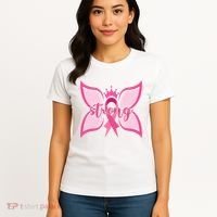 Strong Breast Cancer Awareness Butterfly Women's T-Shirt thumb 4