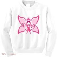 Strong Breast Cancer Awareness Butterfly Kids Sweatshirt thumb 0