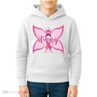 Strong Breast Cancer Awareness Butterfly Kids Hoodie thumb 4