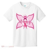 Strong Breast Cancer Awareness Butterfly Kids T-Shirt thumb 0
