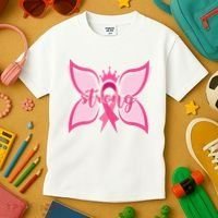Strong Breast Cancer Awareness Butterfly Kids T-Shirt thumb 3