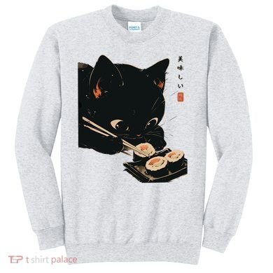 Sushi Black Cat LoverS Delight And Modern Minimalist Art Sweatshirt