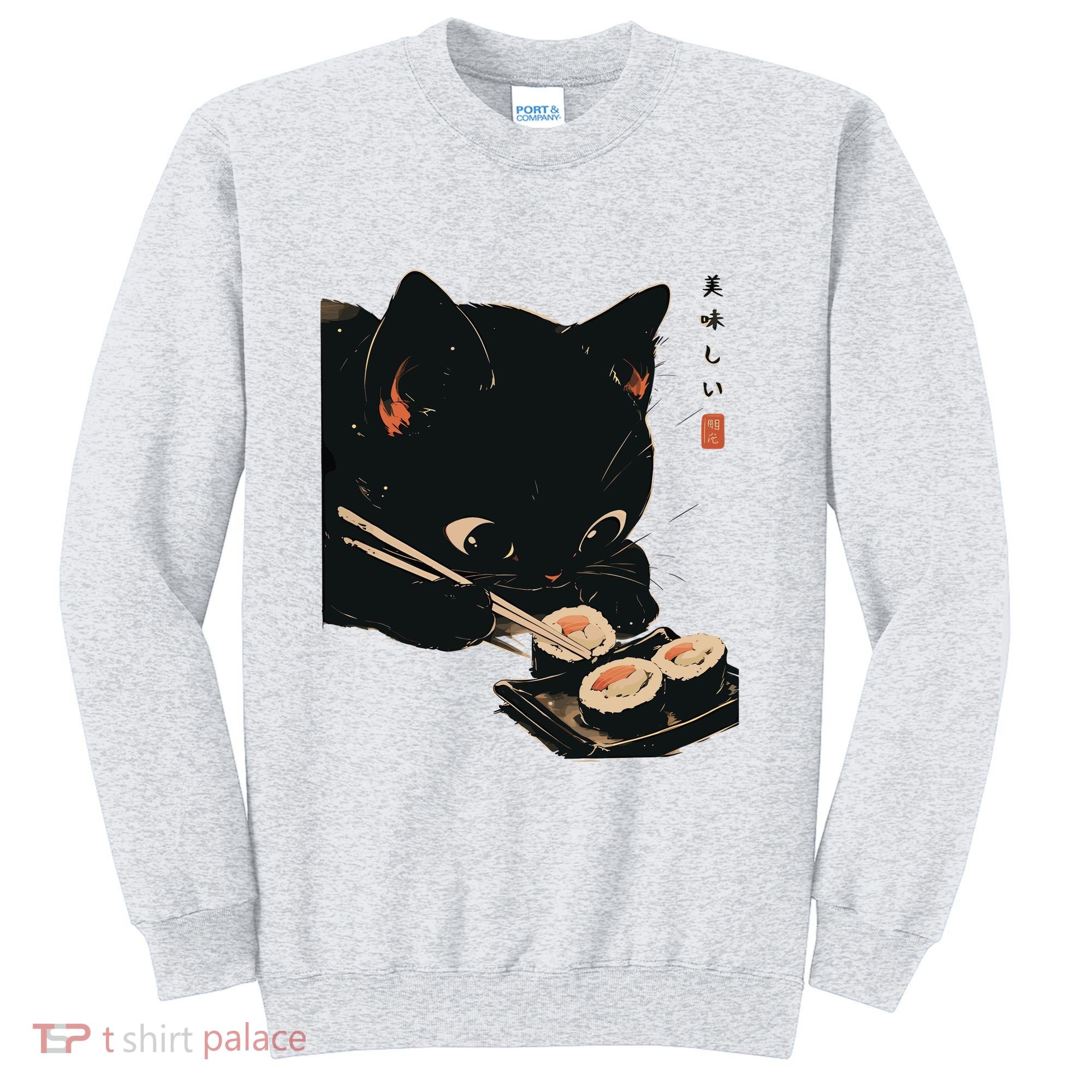 Sushi Black Cat LoverS Delight And Modern Minimalist Art Sweatshirt