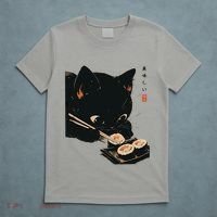 Sushi Black Cat LoverS Delight And Modern Minimalist Art T-Shirt thumb 5