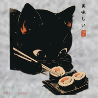Sushi Black Cat LoverS Delight And Modern Minimalist Art T-Shirt thumb 7