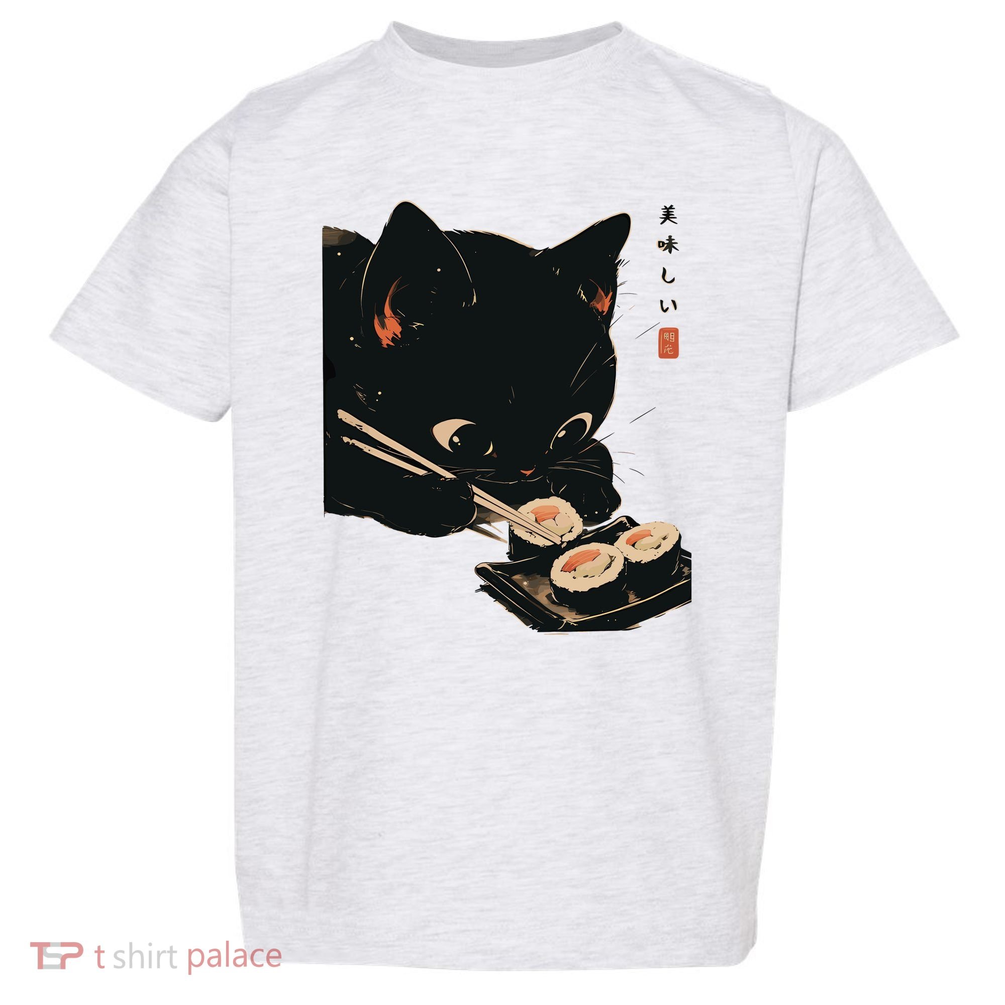 Sushi Black Cat LoverS Delight And Modern Minimalist Art Toddler T-Shirt