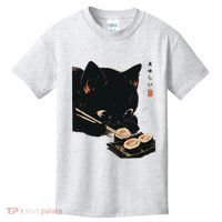 Sushi Black Cat LoverS Delight And Modern Minimalist Art Kids T-Shirt thumb 0