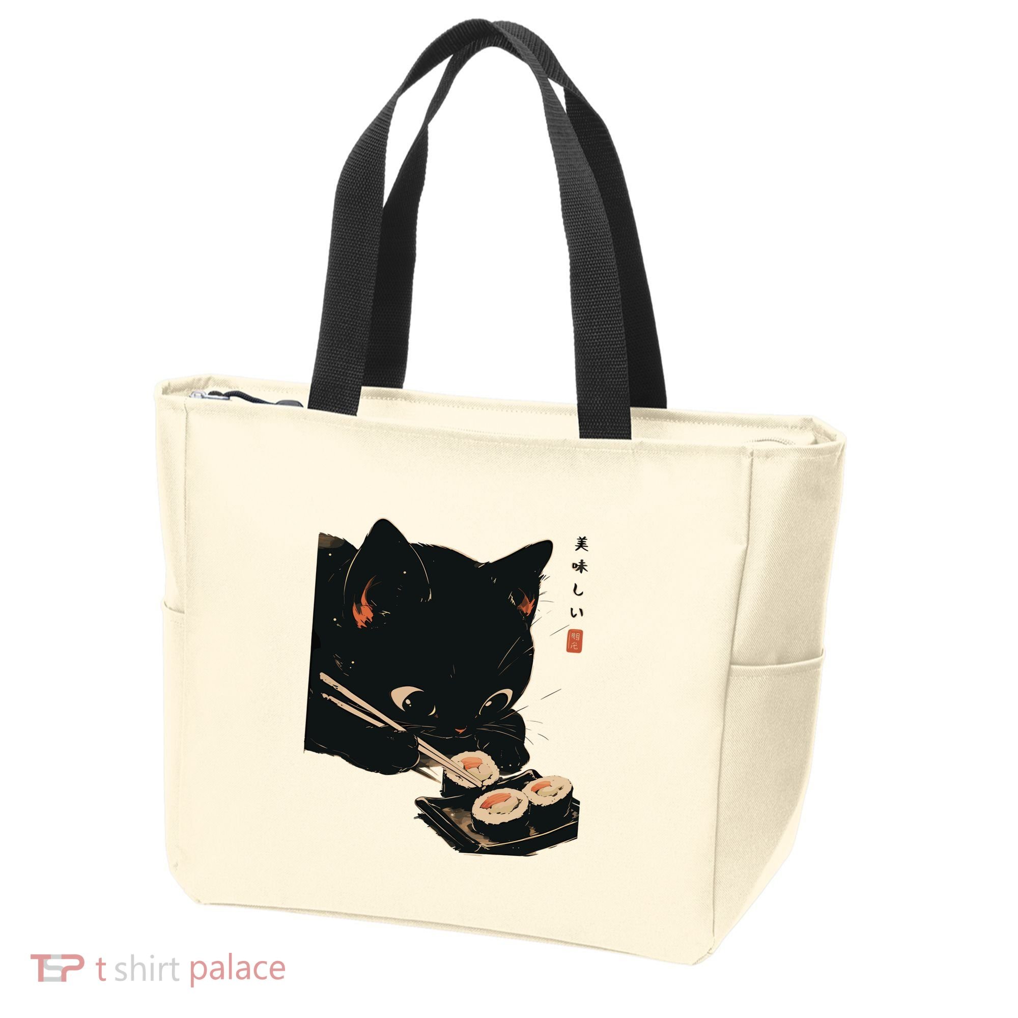 Sushi Black Cat LoverS Delight And Modern Minimalist Art Tote Bag