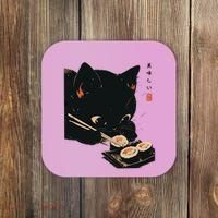 Sushi Black Cat LoverS Delight And Modern Minimalist Art Coaster thumb 0