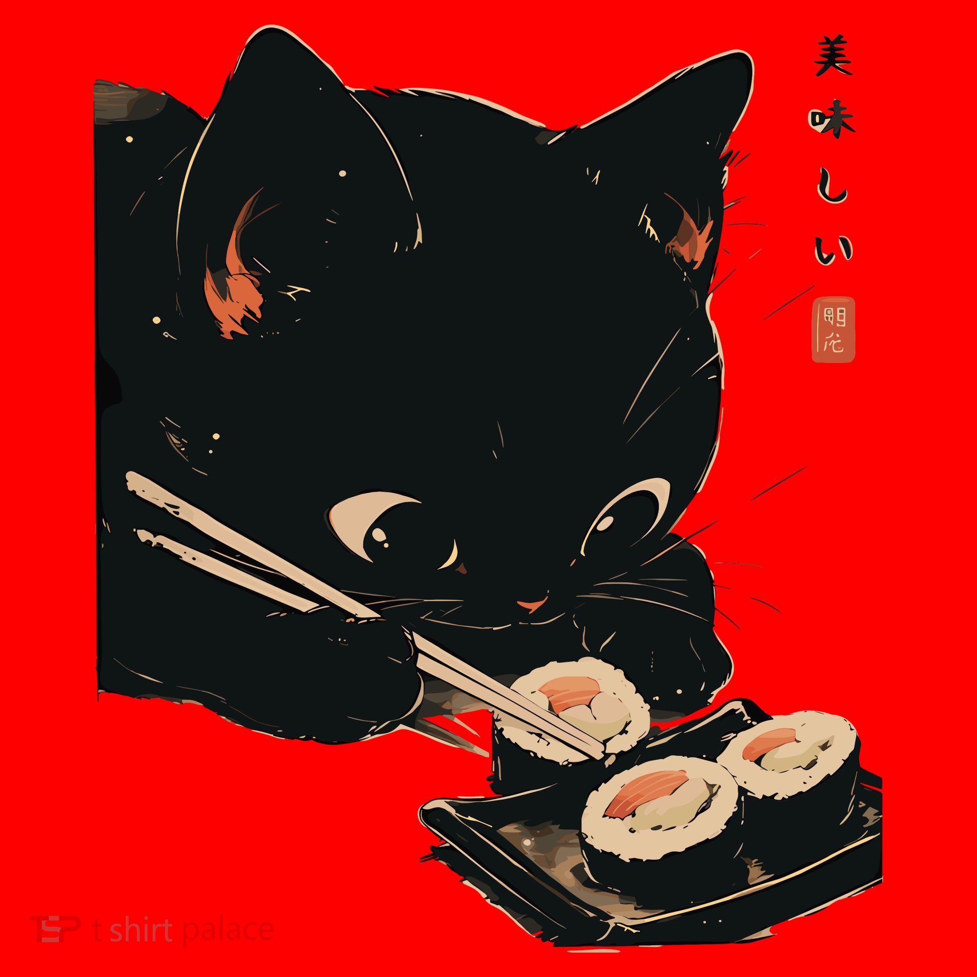 Sushi Black Cat LoverS Delight And Modern Minimalist Art Santa Hat
