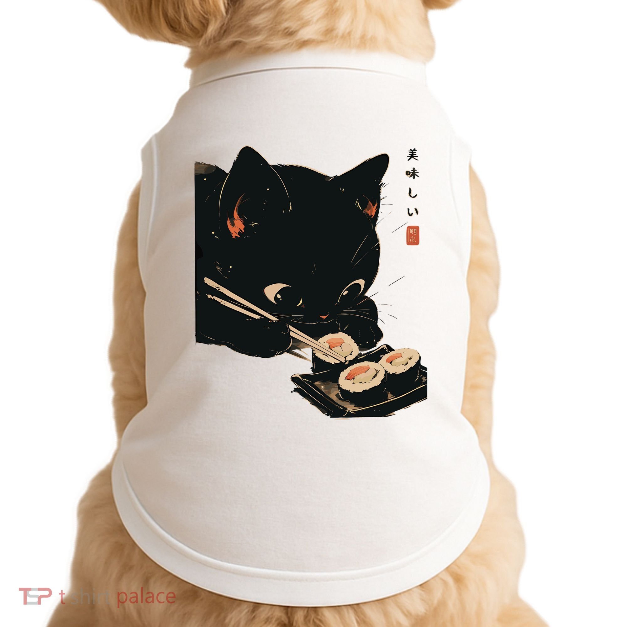 Sushi Black Cat LoverS Delight And Modern Minimalist Art Doggie Tank