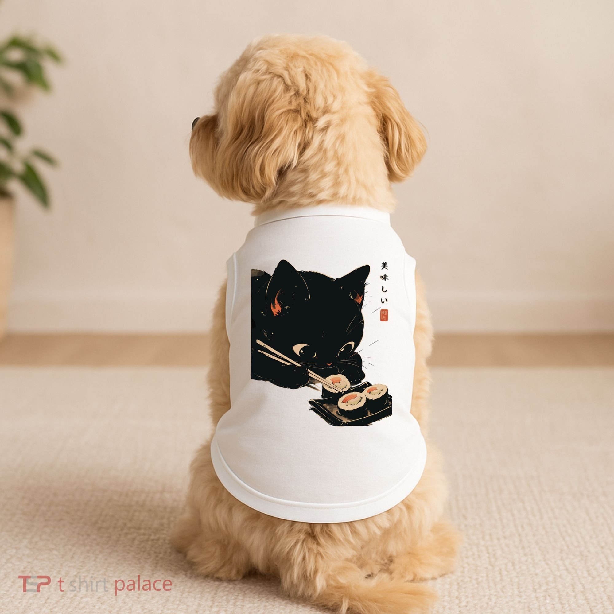 Sushi Black Cat LoverS Delight And Modern Minimalist Art Doggie Tank