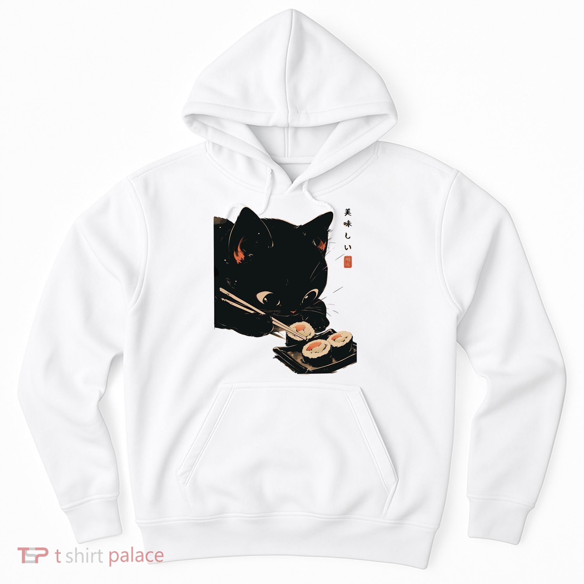 Sushi Black Cat LoverS Delight And Modern Minimalist Art Hoodie