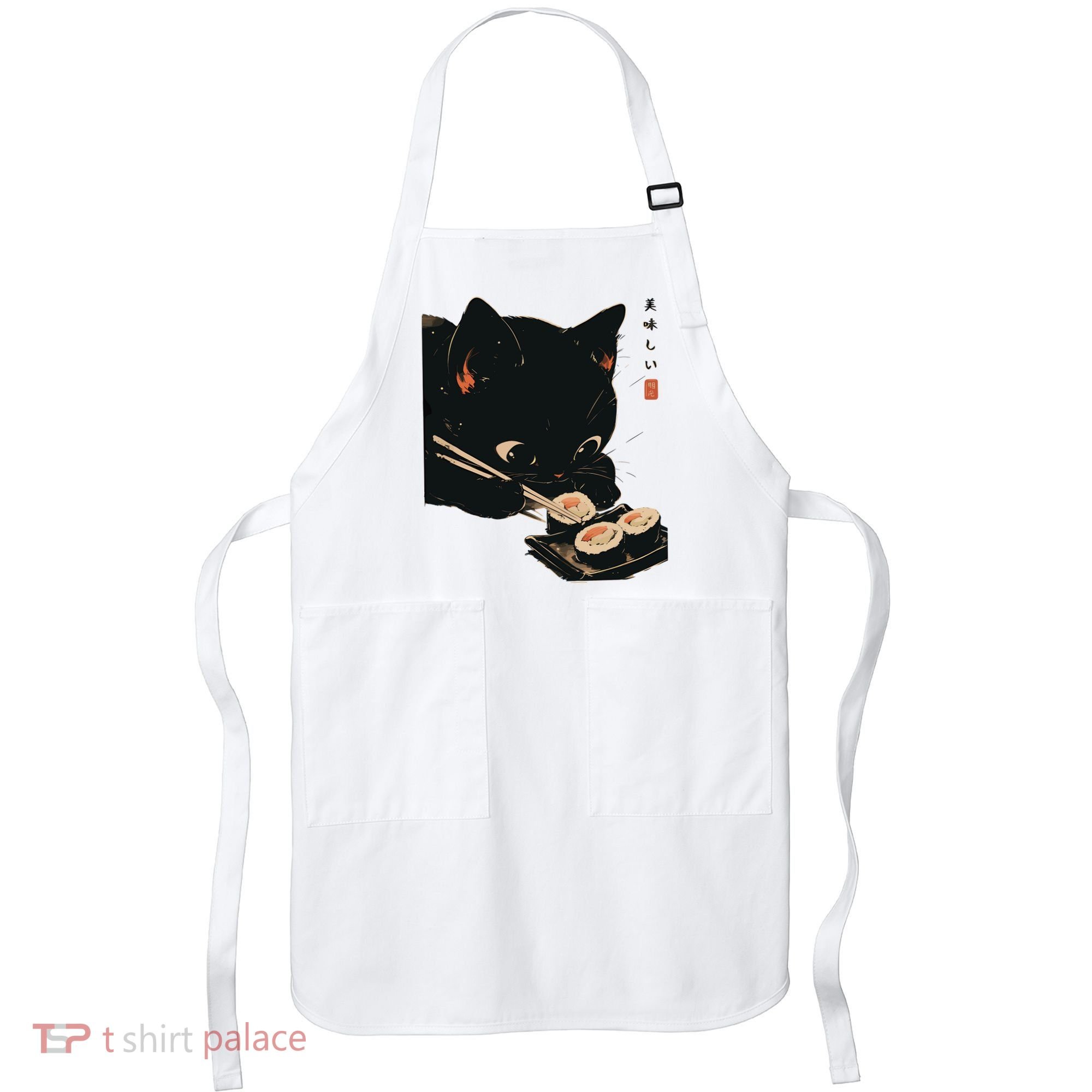 Sushi Black Cat LoverS Delight And Modern Minimalist Art Apron