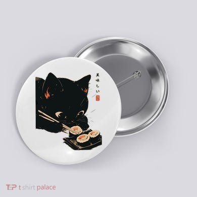 Sushi Black Cat LoverS Delight And Modern Minimalist Art Button
