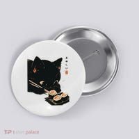 Sushi Black Cat LoverS Delight And Modern Minimalist Art Button thumb 0