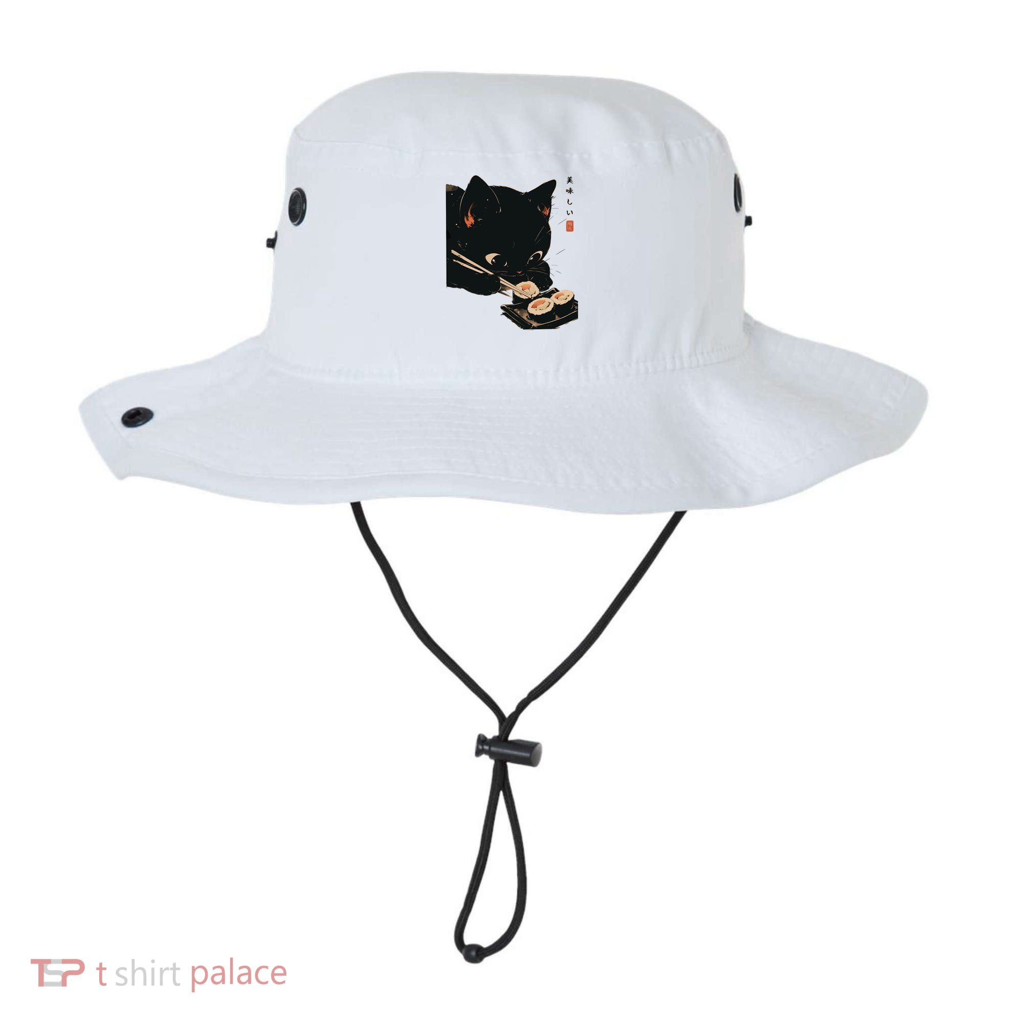 Sushi Black Cat LoverS Delight And Modern Minimalist Art Bucket Hat