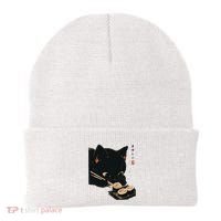 Sushi Black Cat LoverS Delight And Modern Minimalist Art Beanie thumb 0