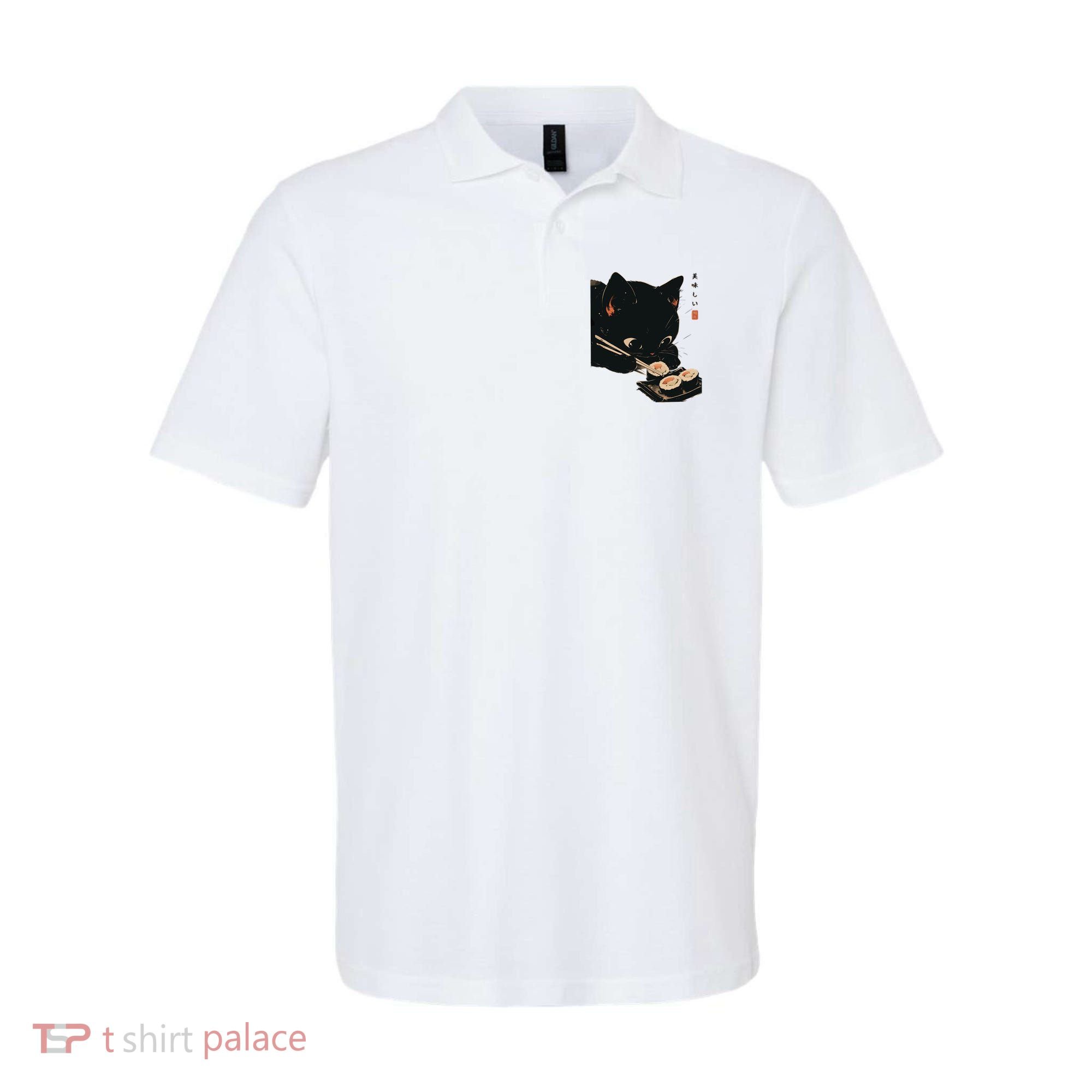 Sushi Black Cat LoverS Delight And Modern Minimalist Art Polo