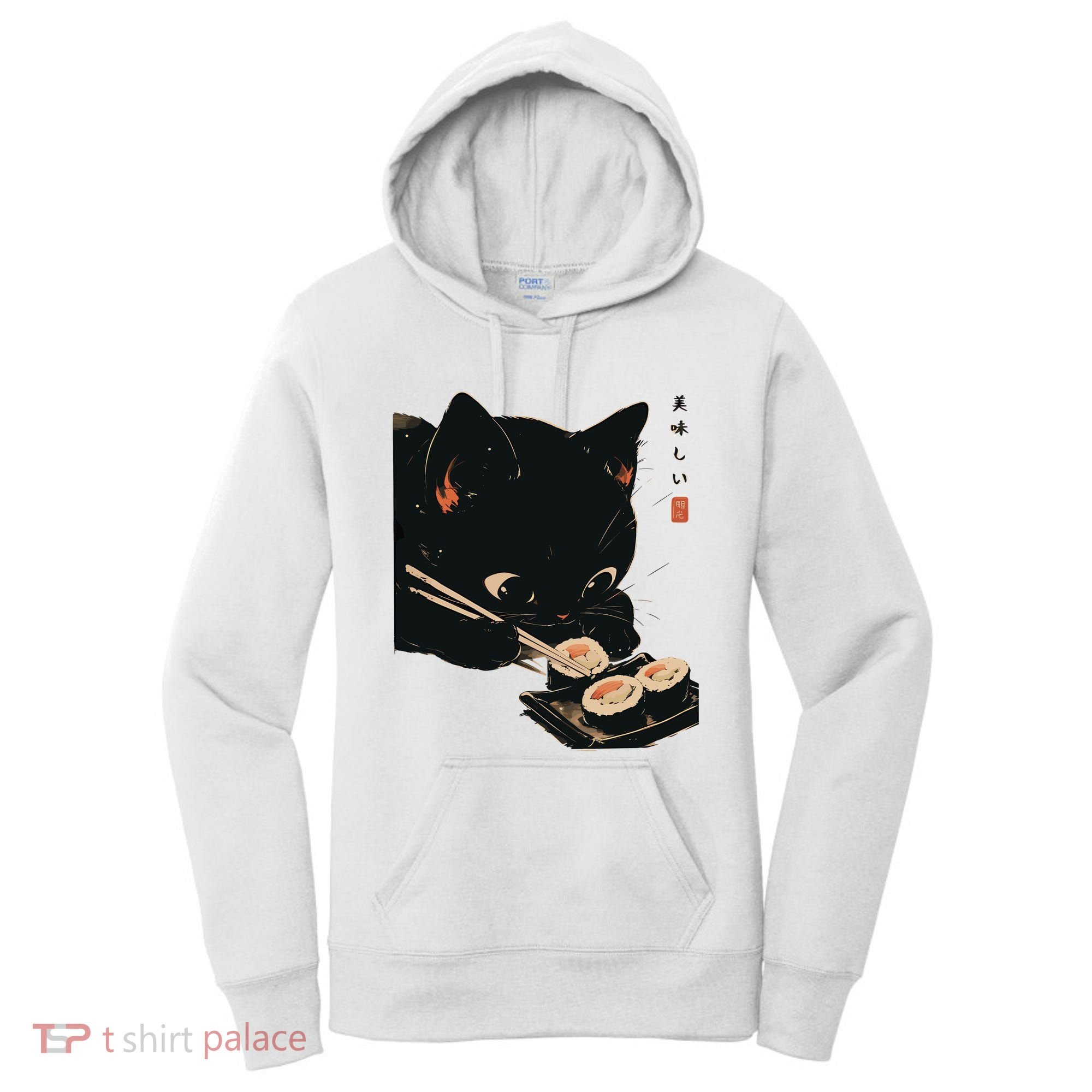 Sushi Black Cat LoverS Delight And Modern Minimalist Art Women's Hoodie