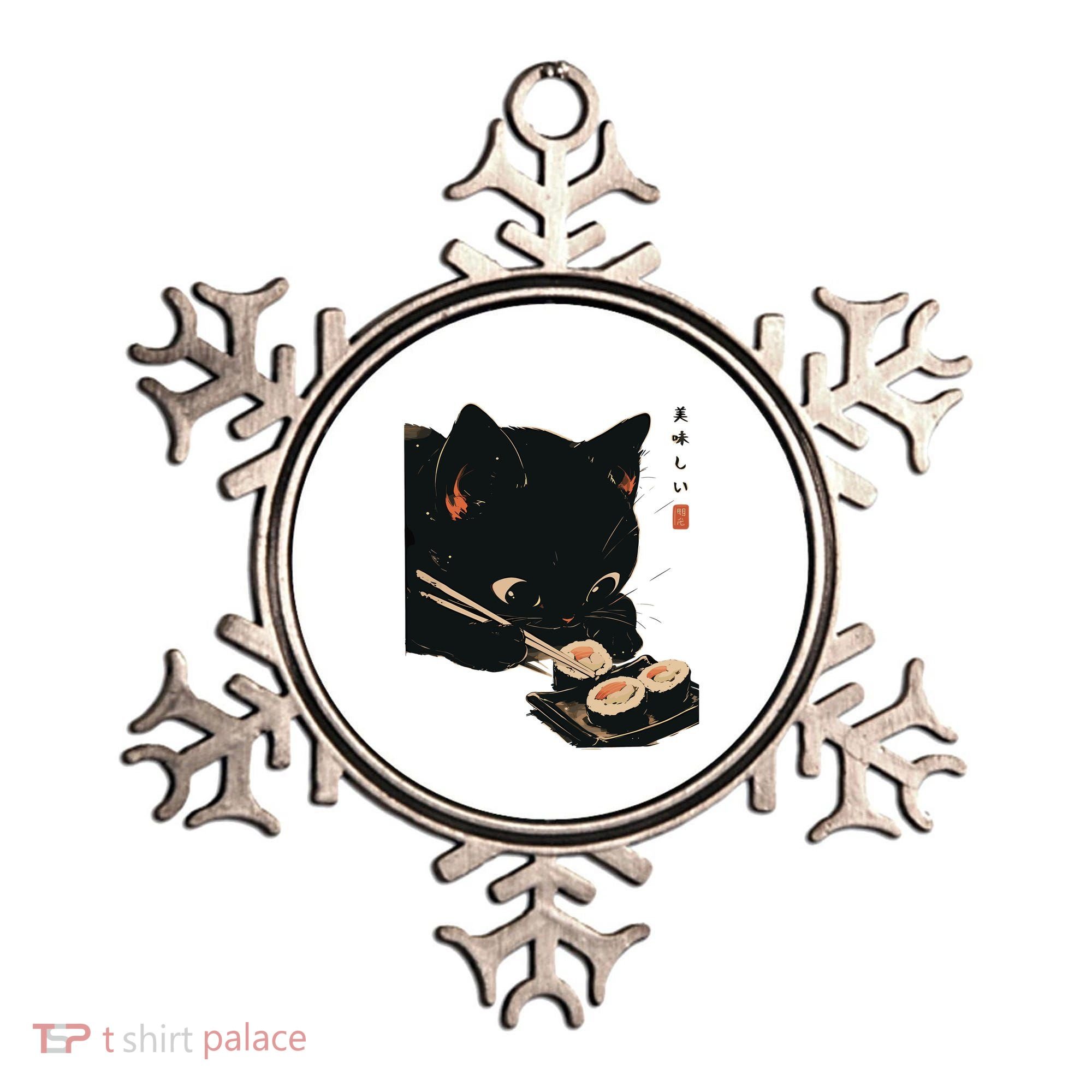Sushi Black Cat LoverS Delight And Modern Minimalist Art Ornament