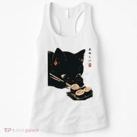 Sushi Black Cat LoverS Delight And Modern Minimalist Art Women's Tank Top thumb 0