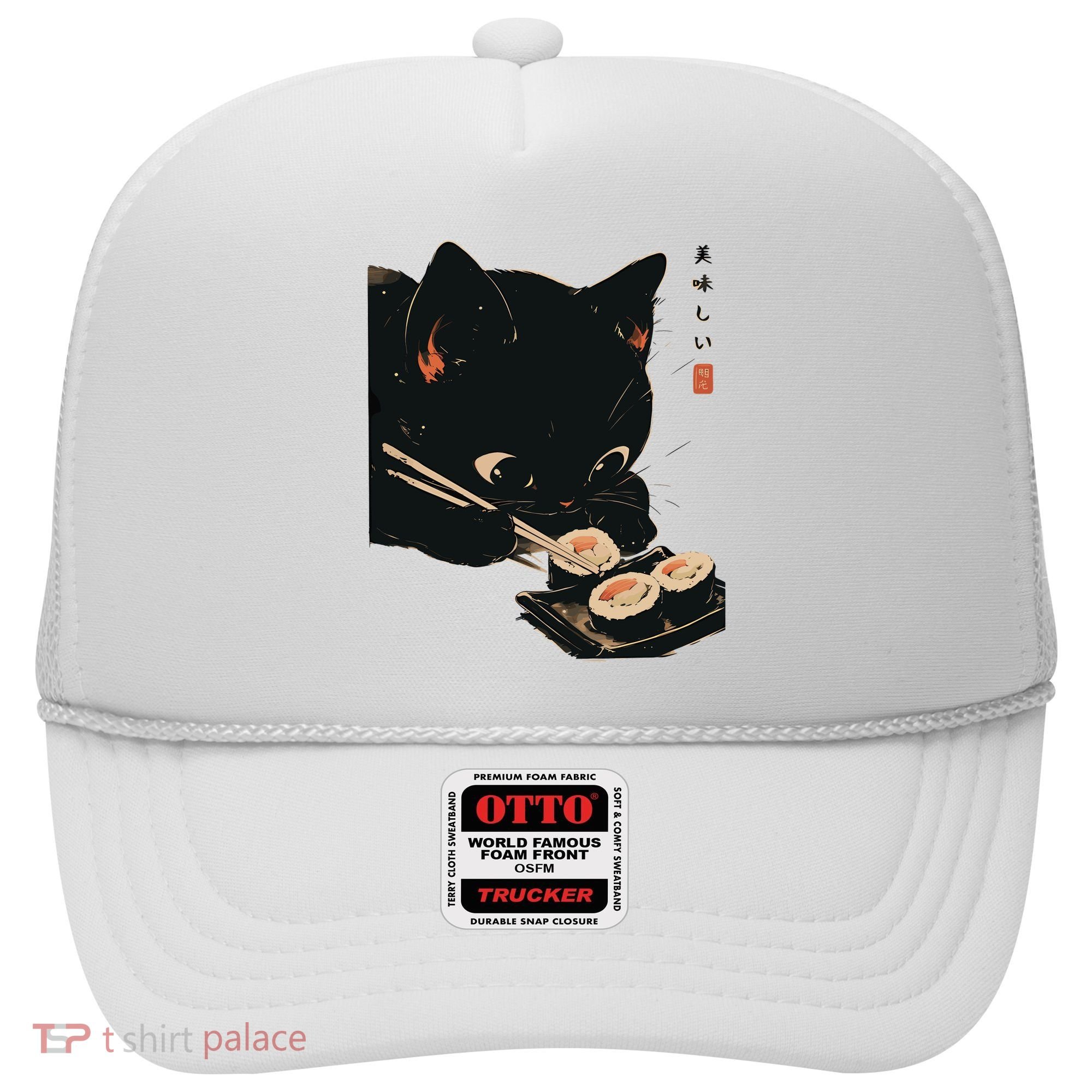 Sushi Black Cat LoverS Delight And Modern Minimalist Art Hat