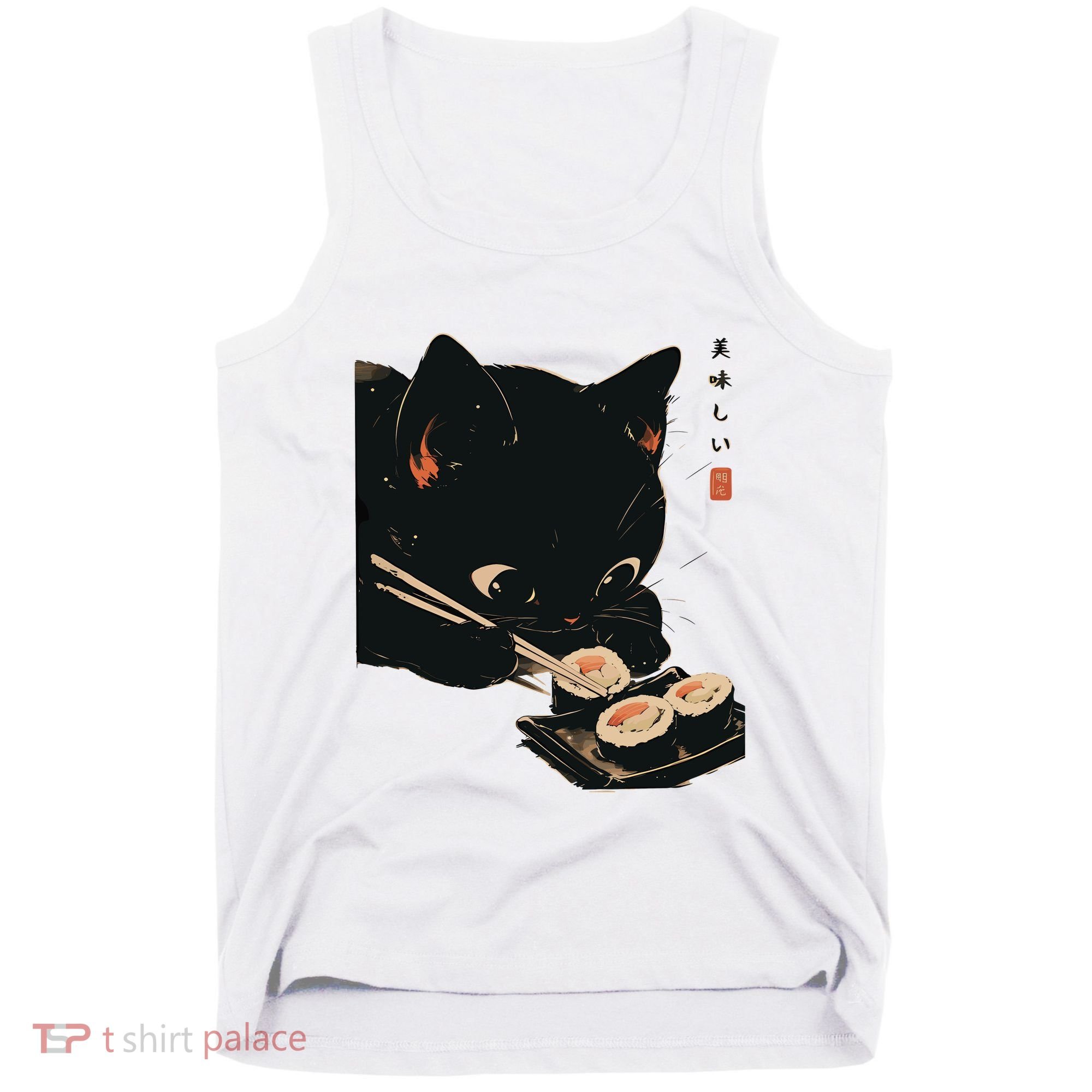 Sushi Black Cat LoverS Delight And Modern Minimalist Art Tank Top