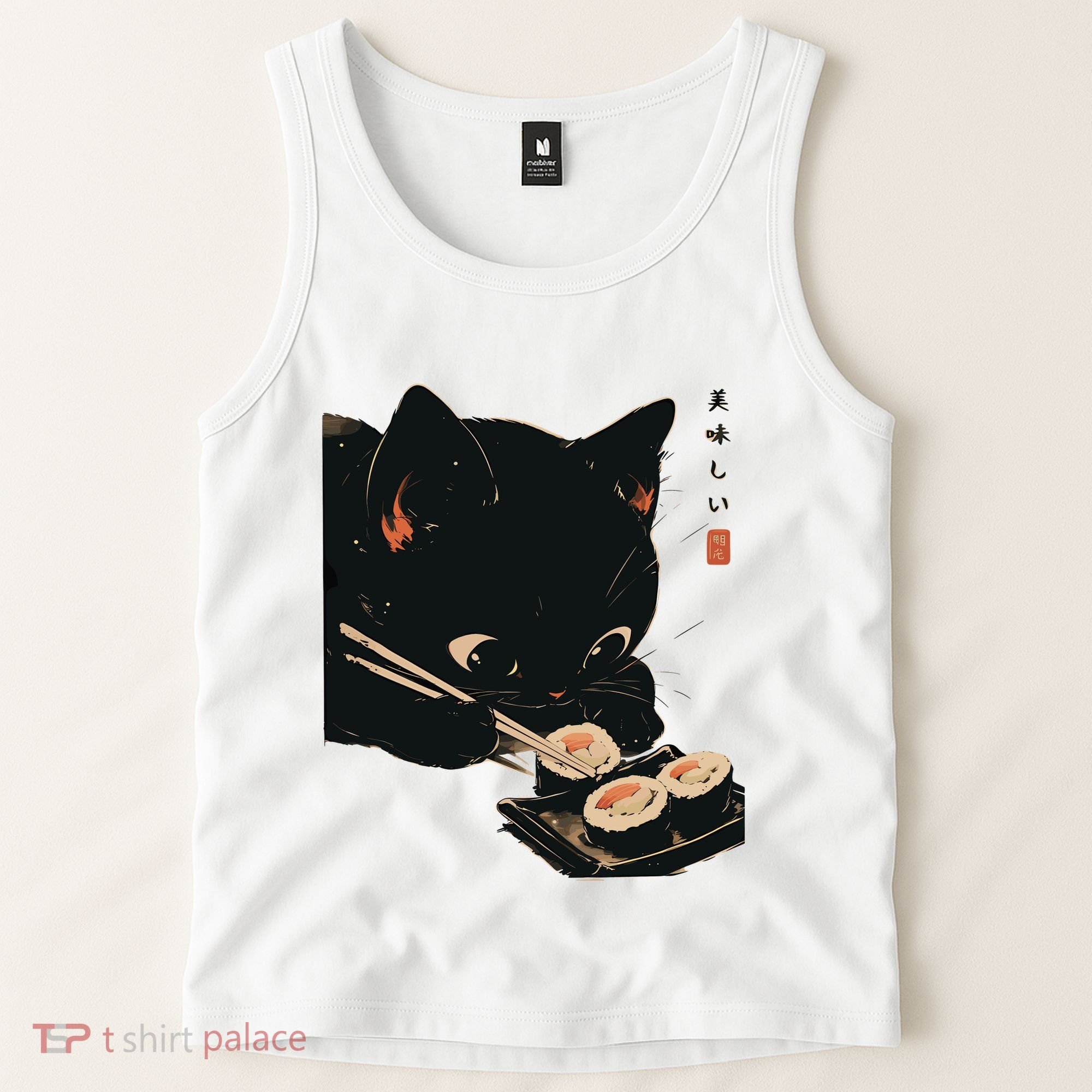 Sushi Black Cat LoverS Delight And Modern Minimalist Art Tank Top