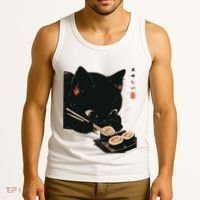Sushi Black Cat LoverS Delight And Modern Minimalist Art Tank Top thumb 3