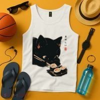 Sushi Black Cat LoverS Delight And Modern Minimalist Art Tank Top thumb 4