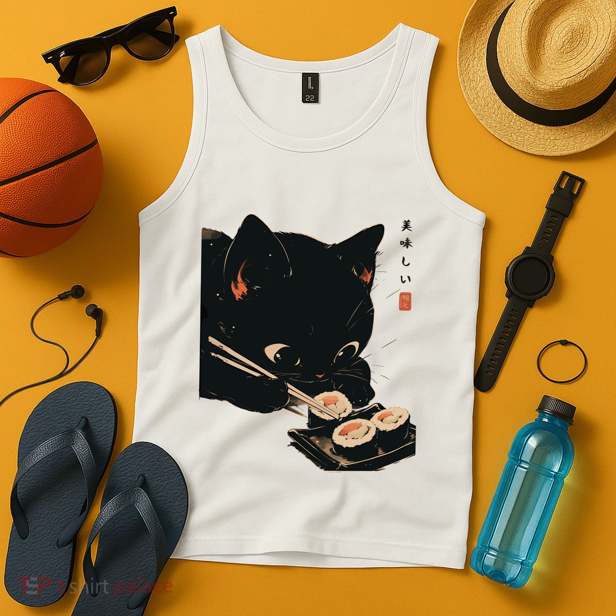 Sushi Black Cat LoverS Delight And Modern Minimalist Art Tank Top